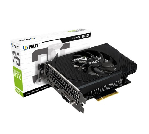 Видеокарта Palit PCI-E 4.0 PA-RTX3050 STORMX NVIDIA GeForce RTX 3050 8192Mb 128 GDDR6 1552/14000 HDMIx1 DPx3 HDCP Ret Видеокарта Palit PCI-E 4.0 PA-RTX3050 STORMX NVIDIA GeForce RTX 3050 8192Mb 128 GDDR6 1552/14000 HDMIx1 DPx3 HDCP Ret