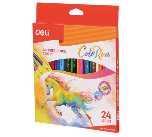 Карандаши цветные Deli ColoRun EC00320 тополь 24цв. коробка/европод.