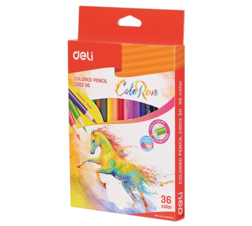 Карандаши цветные Deli ColoRun EC00330 тополь 36цв. коробка/европод.