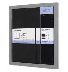 Набор Moleskine Art Collection пенал с черногр.карандашами/блокнот Large нелинованный черный