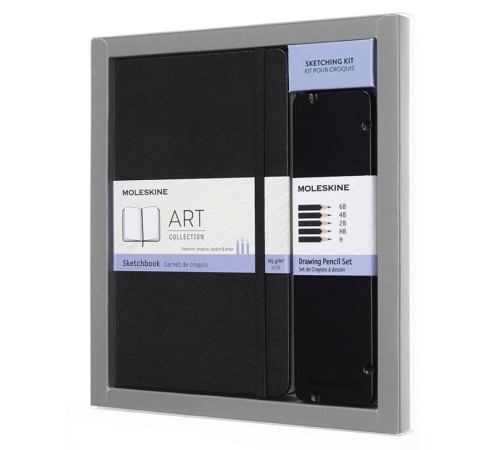 Набор Moleskine Art Collection пенал с черногр.карандашами/блокнот Large нелинованный черный Набор Moleskine Art Collection пенал с черногр.карандашами/блокнот Large нелинованный черный