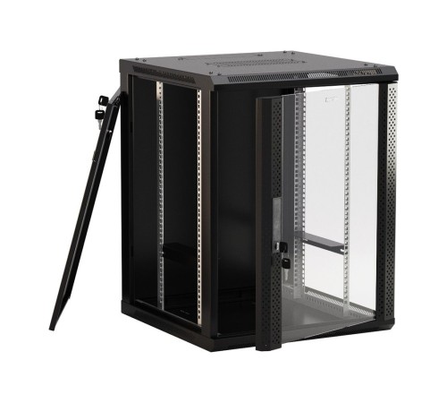 Шкаф серверный Hyperline (TWB-FC-1866-GP-RAL9004) настенный 18U 600x600мм пер.дв.стекл 60кг черный IP20 сталь Шкаф серверный Hyperline (TWB-FC-1866-GP-RAL9004) настенный 18U 600x600мм пер.дв.стекл 60кг черный IP20 сталь