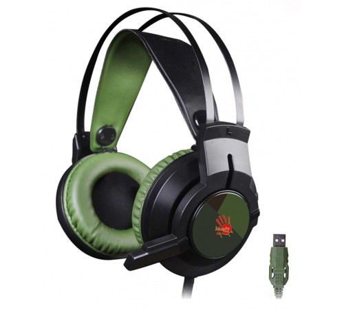 Наушники с микрофоном A4Tech Bloody J450 черный/зеленый 1.8м мониторные оголовье (J450) Наушники с микрофоном A4Tech Bloody J450 черный/зеленый 1.8м мониторные оголовье (J450)