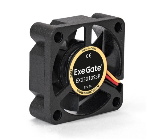 Вентилятор ExeGate EX03010S3P 30x30x10 мм, Sleeve bearing (подшипник скольжения), 3pin, 9000RPM, 26dBA