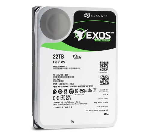 3.5" 22TB Seagate Exos X22 ST22000NM001E SATA 6Gb/s, 7200rpm, 512MB, 512e, Bulk