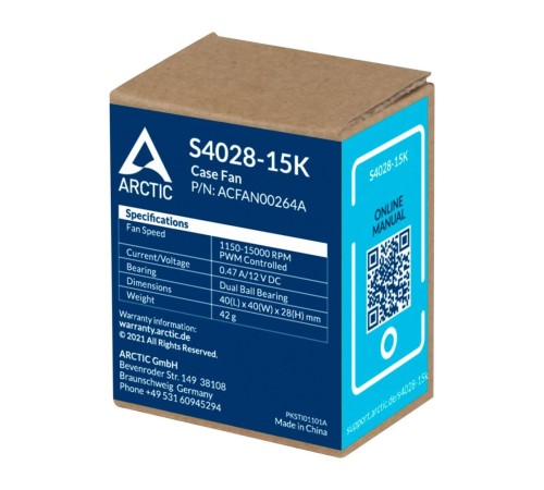 Вентилятор корпусной ARCTIC S4028-15K 1400-15000rpm Dual Ball Bearing 4-Pin Fan-Connector (ACFAN00264A) Вентилятор корпусной ARCTIC S4028-15K 1400-15000rpm Dual Ball Bearing 4-Pin Fan-Connector (ACFAN00264A)