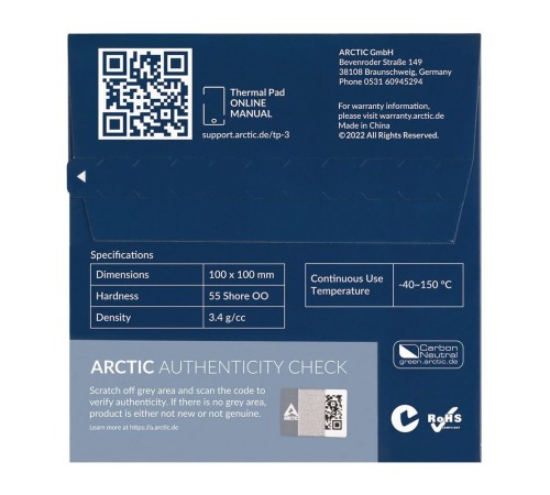 Термопрокладка Arctic Thermal pad  100x100mm, 0,5mm TP-3 (ACTPD00052A)