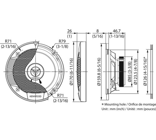Колонки автомобильные Kenwood KFC-S1676EX 330Вт 87дБ 4Ом 16см (6.5дюйм) (ком.:2кол.) коаксиальные двухполосные Колонки автомобильные Kenwood KFC-S1676EX 330Вт 87дБ 4Ом 16см (6.5дюйм) (ком.:2кол.) коаксиальные двухполосные