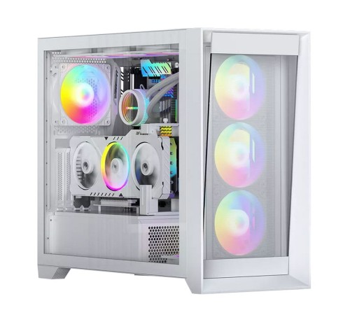 "Lagrange" ATX, White, FANS: 120mm ARGB: 3 Top + 1 Rear + HUB. Drive bay int: 3x3,5" + 3x2,5". 2xUSB3.0+1xUSB-C, Audio I/O, Up to 14x120mm Fans, GPU up to 425mm, PSU max 270mm, CPU cooler up to 190mm, SPCC 1,0mm metal, 4mm TG side pane "Lagrange" ATX, White, FANS: 120mm ARGB: 3 Top + 1 Rear + HUB. Drive bay int: 3x3,5" + 3x2,5". 2xUSB3.0+1xUSB-C, Audio I/O, Up to 14x120mm Fans, GPU up to 425mm, PSU max 270mm, CPU cooler up to 190mm, SPCC 1,0mm metal, 4mm TG side pane