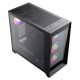 "Lagrange" ATX, Black, FANS: 120mm ARGB: 3 Top + 1 Rear + HUB. Drive bay int: 3x3,5" + 3x2,5". 2xUSB3.0+1xUSB-C, Audio I/O, Up to 14x120mm Fans, GPU up to 425mm, PSU max 270mm, CPU cooler up to 190mm, SPCC 1,0mm metal, 4mm TG side pane
