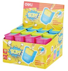 Точилка для карандашей ручная Deli ER00200 PoP 1 отверстие пластик ассорти дисплей