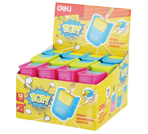 Точилка для карандашей ручная Deli ER00200 PoP 1 отверстие пластик ассорти дисплей Точилка для карандашей ручная Deli ER00200 PoP 1 отверстие пластик ассорти дисплей