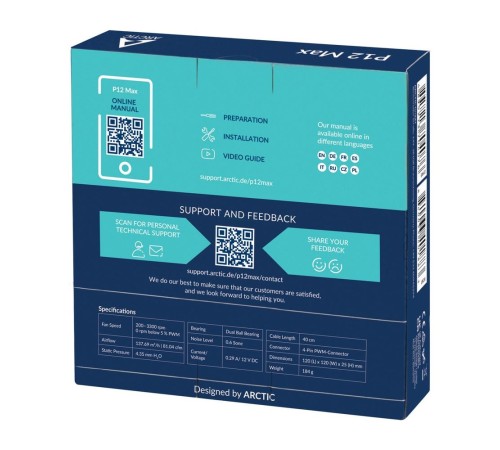 ARCTIC P12 Max : 200 - 3300 rpm  - retail  (ACFAN00280A)