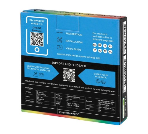 ARCTIC P14 PWM PST A-RGB 0dB (Black) - retail  (ACFAN00239A)