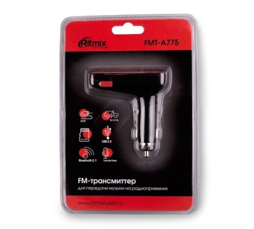 Автомобильный FM-модулятор Ritmix FMT-A775 черный MicroSD BT USB (15119075) Автомобильный FM-модулятор Ritmix FMT-A775 черный MicroSD BT USB (15119075)