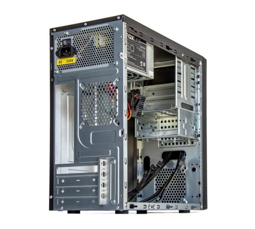 Case Foxline FL–628-FZ450R-U32 mATX case, black, w/PSU 450W 12cm, w/2xUSB2.0, w/2xUSB3.0 w/pwr cord, w/o FAN
