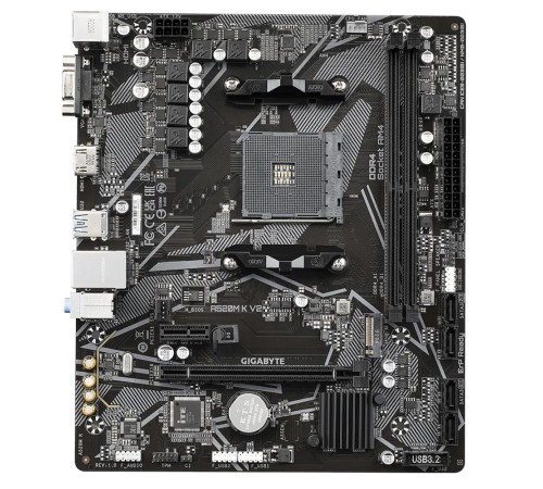 Материнская плата GIGABYTE A520M K V2, AM4, A520, 2*DDR4, D-SUB+HDMI,  4 SATA 6 Гб/с, M2, Audio, Gb LAN, USB 3.2, USB 2.0, mATX (A520M K V2)