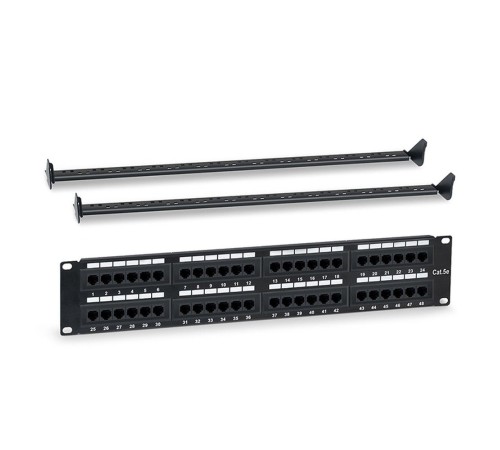 Патч-панель Hyperline WRLine WR-PL-48-C5E-D 19" 2U 48xRJ45 кат.5e Патч-панель Hyperline WRLine WR-PL-48-C5E-D 19" 2U 48xRJ45 кат.5e