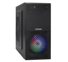 Корпус Minitower ExeGate mEVO-7807 (mATX, без БП, 1*USB+1*USB3.0, черный 1x12см с RGB подсветкой)