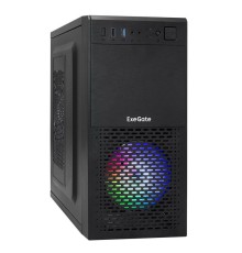 Корпус Minitower ExeGate mEVO-7807 (mATX, без БП, 1*USB+1*USB3.0, черный 1x12см с RGB подсветкой)