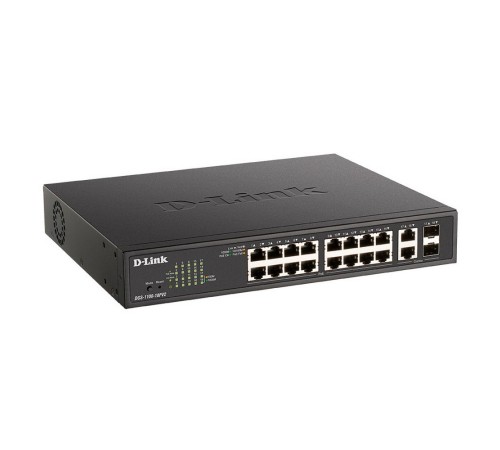 Коммутатор D-Link EasySmart L2 Switch 16х1000Base-T PoE, 2xCombo 1000Base-T/SFP, PoE Budget 130W (DGS-1100-18PV2/A3A)