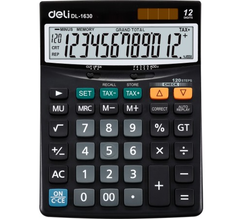 Калькулятор настольный Deli Core E1630 черный 12-разр.
