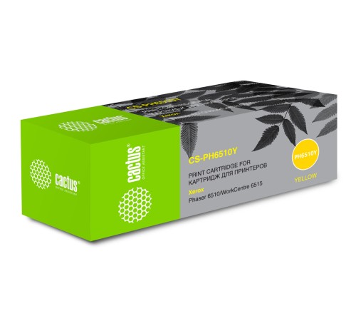 Картридж лазерный Cactus 106R03487 CS-PH6510Y желтый (2400стр.) для Xerox Phaser 6510DN/WC 6515DN