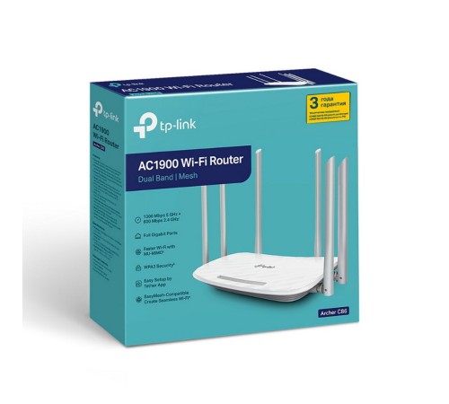 Двухдиапазонный гигабитный Wi-Fi роутер AC1900 с поддержкой MU?MIMO TP-Link Archer C86