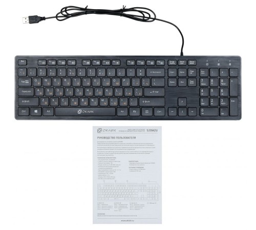 Клавиатура Оклик 520M2U черный/черный USB slim Multimedia Клавиатура Оклик 520M2U черный/черный USB slim Multimedia