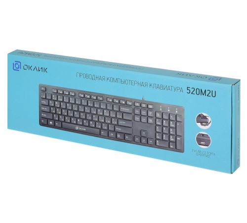 Клавиатура Оклик 520M2U черный/черный USB slim Multimedia Клавиатура Оклик 520M2U черный/черный USB slim Multimedia