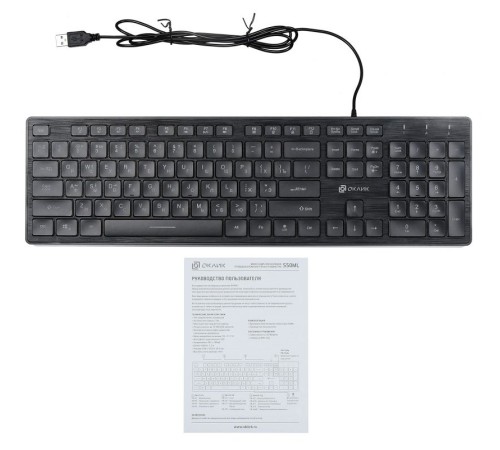 Клавиатура Оклик 550ML черный USB slim Multimedia LED Клавиатура Оклик 550ML черный USB slim Multimedia LED