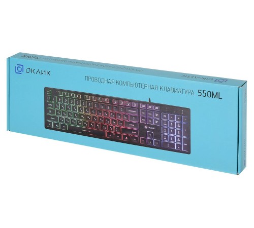 Клавиатура Оклик 550ML черный USB slim Multimedia LED Клавиатура Оклик 550ML черный USB slim Multimedia LED