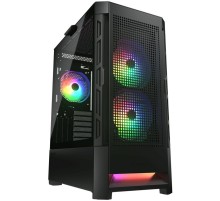 Корпус Cougar Airface RGB Black, 2х140mm + 1x120mm ARGB Fan, ARGB Fan Hub, без БП, черный, ATX