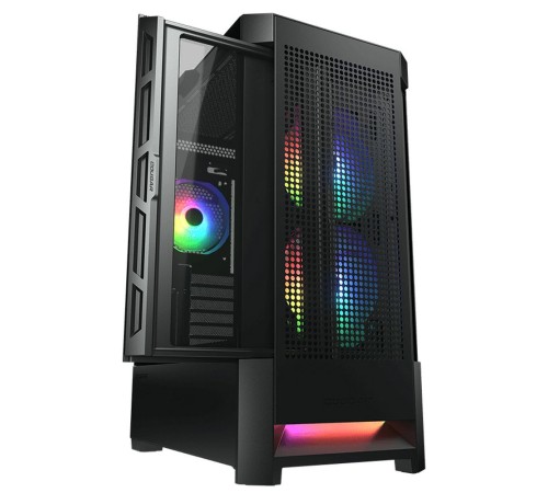 Корпус Cougar Airface RGB Black, 2х140mm + 1x120mm ARGB Fan, ARGB Fan Hub, без БП, черный, ATX