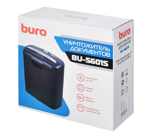 Шредер Buro Home BU-S601S (секр.Р-1) ленты 6лист. 10лтр. пл.карты Шредер Buro Home BU-S601S (секр.Р-1) ленты 6лист. 10лтр. пл.карты
