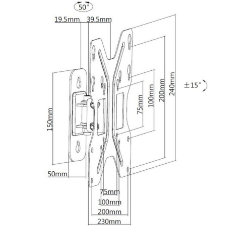 Кронштейн для телевизора Ultramounts UM 863 черный 23"-42" макс.30кг настенный наклон Кронштейн для телевизора Ultramounts UM 863 черный 23"-42" макс.30кг настенный наклон