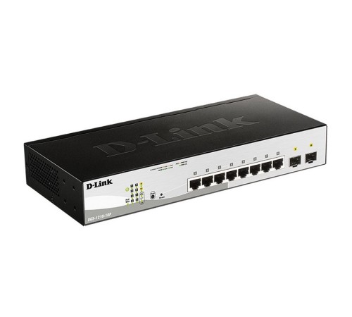 Коммутатор D-Link DGS-1210-10P/F3A, L2 Smart Switch with  8 10/100/1000Base-T ports and 2 1000Base-X SFP ports (8 PoE ports 802.3af/802.3at (30 W), PoE Budget 78 W).16K Mac address, 802.3x Flow Control, 4K of 8 (DGS-1210-10P/F3A)