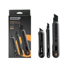 Набор технических ножей "Home Series Black" Deli HT4003 (ножи 9мм+18мм+Т-образный), эксклюзивный дизайн, корпус из высококачественного софттач пластика
