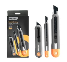 Нож Deli Набор технических ножей "Home Series Gray" Deli HT4003C (ножи 9мм+18мм+Т-образный), эксклюзивный дизайн, корпус из высококачественного софттач пластика