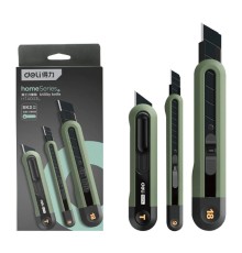 Нож Deli Набор технических ножей "Home Series Green" Deli HT4003L (ножи 9мм+18мм+Т-образный), эксклюзивный дизайн, корпус из высококачественного софттач пластика