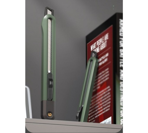 Нож Deli Набор технических ножей "Home Series Green" Deli HT4003L (ножи 9мм+18мм+Т-образный), эксклюзивный дизайн, корпус из высококачественного софттач пластика