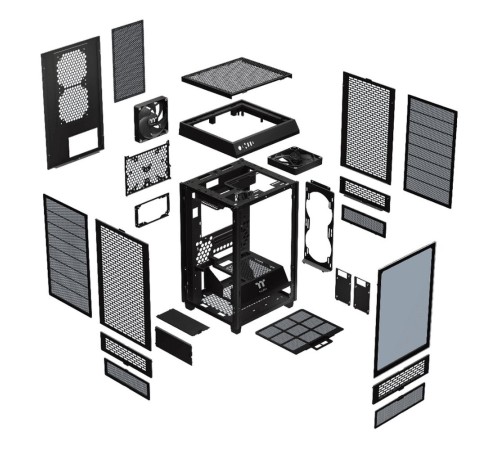 The Tower 200 /Black/Win/SPCC/Tempered Glass*1/CT140 Fan*2/Color Box CA-1X9-00S1WN-00