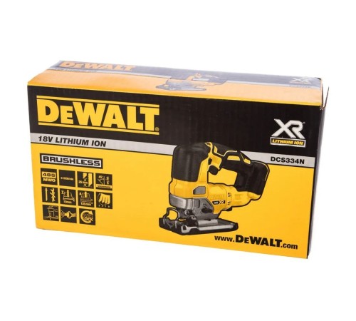 Аккумуляторный бесщёточный лобзик с верхней
рукояткой DEWALT DCS334N-XJ 18.0 В XR 400 Вт антивибрационная система, быстрозажимное крепление пилки, возможность подключения пылесоса, защитный щиток Аккумуляторный бесщёточный лобзик с верхней
рукояткой DEWALT DCS334N-XJ 18.0 В XR 400 Вт антивибрационная система, быстрозажимное крепление пилки, возможность подключения пылесоса, защитный щиток