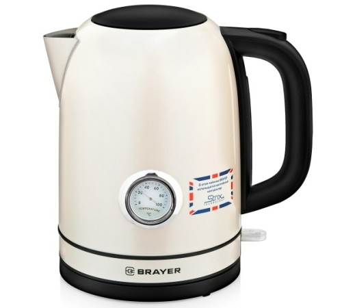 Чайник электрический Brayer BR1005-YE 1.7л. 2200Вт бежевый (корпус: нержавеющая сталь)