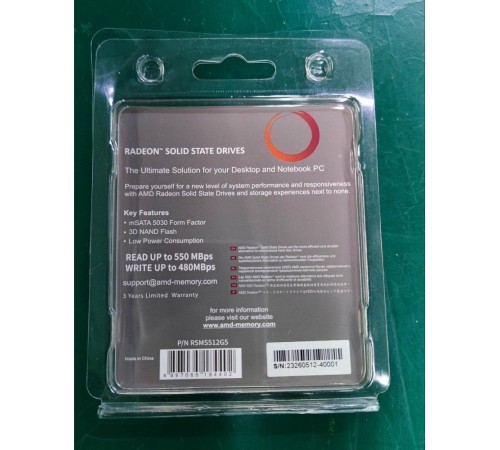 Твердотельный накопитель SSD AMD Radeon 512Gb mSATA SATA [R5MS512G5]