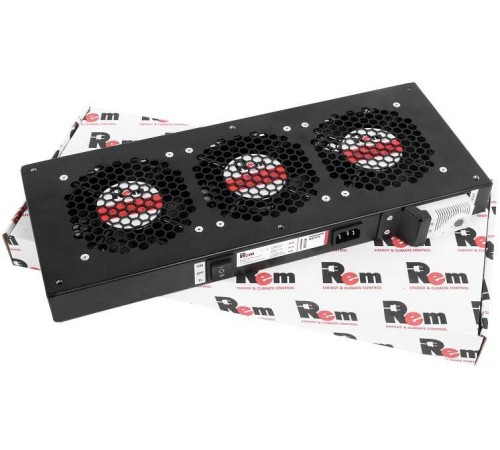 Модуль вентиляторный Rem (R-FAN-3T-9005) 3 вент. с термостатом черный (упак.:1шт)