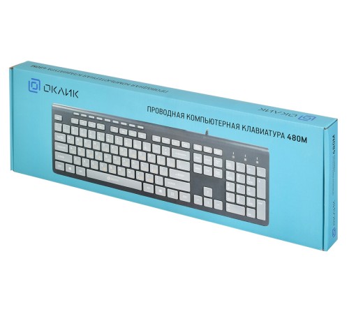 Клавиатура Оклик 480M черный/серый USB slim Multimedia Клавиатура Оклик 480M черный/серый USB slim Multimedia