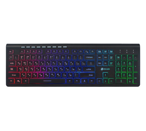Клавиатура Оклик 490ML черный USB slim Multimedia LED