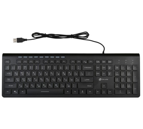 Клавиатура Оклик 490ML черный USB slim Multimedia LED
