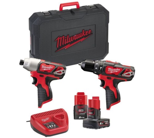 Набор: аккумуляторные дрель-шуруповер и гайковерт Milwaukee 4933443497 M12 BPP2B-421C